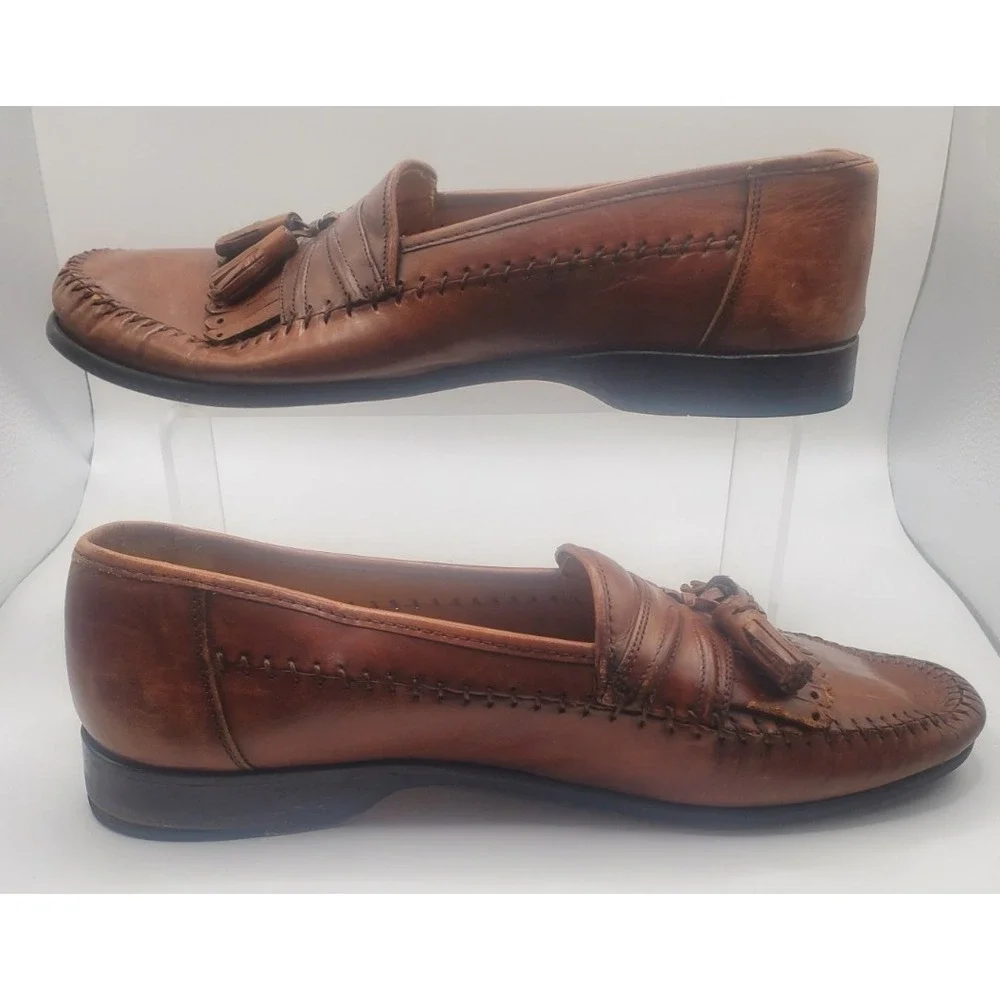 Sandro Moscoloni Men's Size 9 Laser Amb Slip On Brown Loafer Shoes